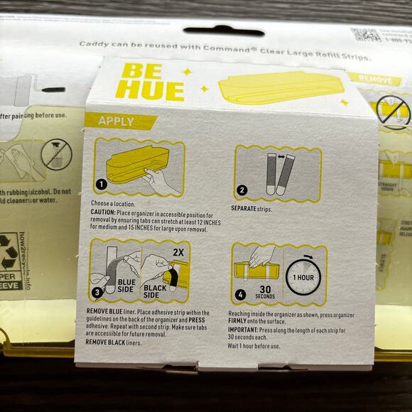 Command Caddy Clear Yellow 4 Lb Strips Utility Office Hanging 3M - Picture 3 of 4